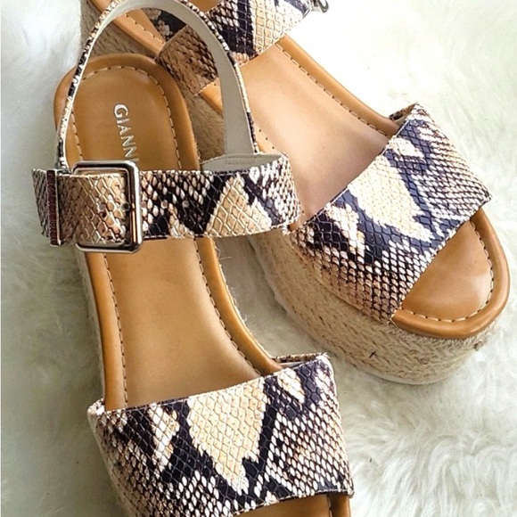 Gianni Bini Shoes - Gianni Bini Neutral Snake-Print Espadrille Platform Sandals
